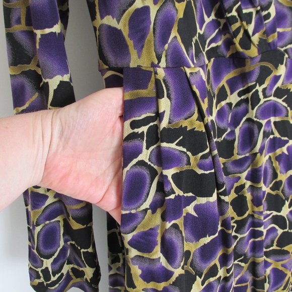 Monroe & Main Purple Animal Print Tie Belt Pockets - Picture 3 of 8